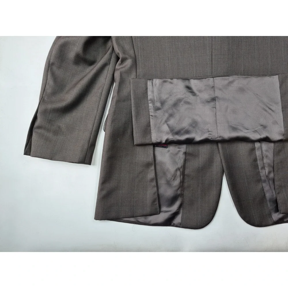 Pronto Uomo 41R Taupe Check Wool Blazer Mens 3 Button Sport Coat Italy H601